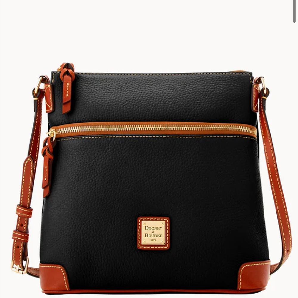 Dooney & Bourke Black and Tan Pebble Grain Crossbody